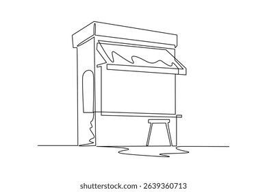 Continuous one line drawing of food street coffee stand. Food corner minimalist concept. Food and drink.