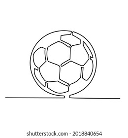 Continuous one line drawing of football ball 