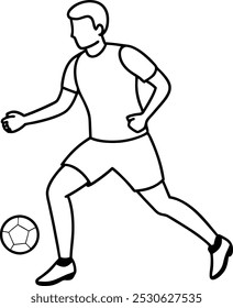 Continuous one line drawing a Football Player Kick Penalty Goal Line Art vector. Football Penalty Kick Goal Vector. Outline of Playing Football Illustration design.