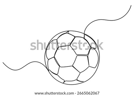 Continuous one line drawing of football in minimalist outline style vector illustration
