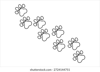 Desenho contínuo de uma linha do conceito de pegada. Ilustração vetorial de símbolo de impressão de pata de arte de linha