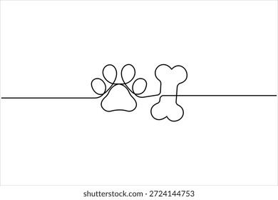 Desenho contínuo de uma linha do conceito de pegada. Ilustração vetorial de símbolo de impressão de pata de arte de linha