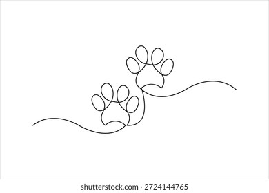 Dibujo continuo de una línea del concepto de huella. Ilustración vectorial de símbolo de impresión de pata de arte de línea