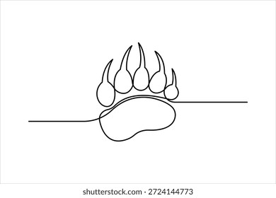 Kontinuierliche einzeilige Zeichnung des Footprint-Konzepts. Linie Kunst Pfote drucken Symbol Vektorgrafik