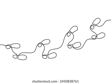 Continuous one line drawing of footsteps