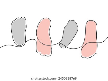 Continuous one line drawing of footsteps