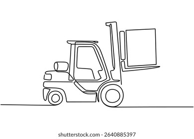 Continuous One Line Drawing Forklift