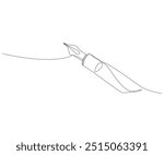 Continuous one line drawing of fountain pen. Fountain pen line art vector illustration. Editable outline