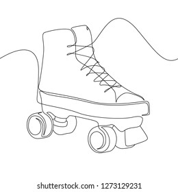 Continuous one line drawing four roller skate. Sport, recreation, friendship, relax, hobby theme.