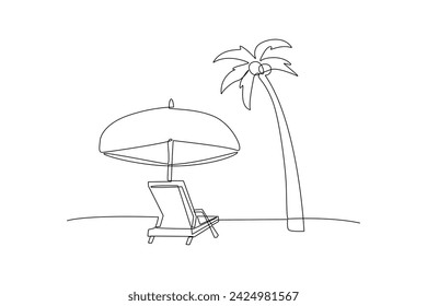 Continuous one line drawing Four seasons concept. Doodle vector illustration.