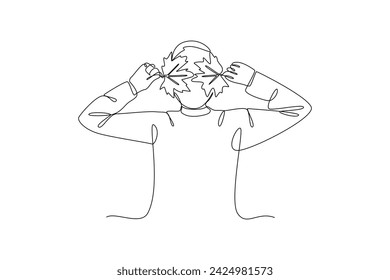 Continuous one line drawing Four seasons concept. Doodle vector illustration.