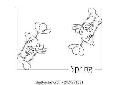 Continuous one line drawing Four seasons concept. Doodle vector illustration.
