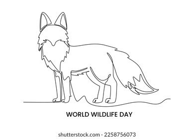 Continuous one line drawing a fox. World wild life concept. Single line draw design vector graphic illustration.