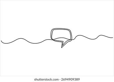 Dibujo continuo de una línea de una burbuja de discurso enmarcada con una línea ondulada larga