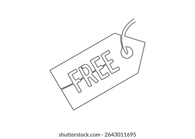 Continuous one line drawing of Free banner. Single line drawing illustration of Free speech bubble label set. Special Offer Icon concept vector art. Doodle line illustration.