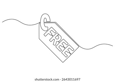 Continuous one line drawing of Free banner. Single line drawing illustration of Free speech bubble label set. Special Offer Icon concept vector art. Doodle line illustration.