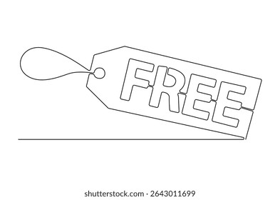 Continuous one line drawing of Free banner. Single line drawing illustration of Free speech bubble label set. Special Offer Icon concept vector art. Doodle line illustration.