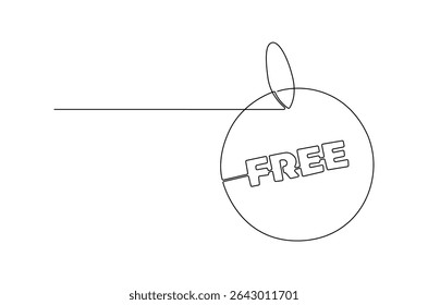 Continuous one line drawing of Free banner. Single line drawing illustration of Free speech bubble label set. Special Offer Icon concept vector art. Doodle line illustration.