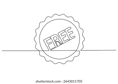 Continuous one line drawing of Free banner. Single line drawing illustration of Free speech bubble label set. Special Offer Icon concept vector art. Doodle line illustration.