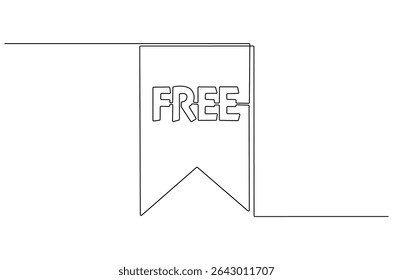 Continuous one line drawing of Free banner. Single line drawing illustration of Free speech bubble label set. Special Offer Icon concept vector art. Doodle line illustration.