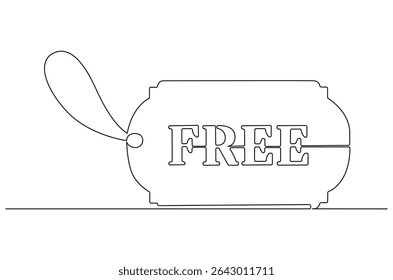Continuous one line drawing of Free banner. Single line drawing illustration of Free speech bubble label set. Special Offer Icon concept vector art. Doodle line illustration.