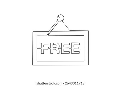 Continuous one line drawing of Free banner. Single line drawing illustration of Free speech bubble label set. Special Offer Icon concept vector art. Doodle line illustration.