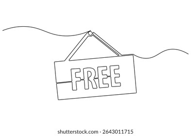 Continuous one line drawing of Free banner. Single line drawing illustration of Free speech bubble label set. Special Offer Icon concept vector art. Doodle line illustration.