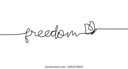 Continuous One line drawing of Freedom. Symbolizing liberty and aspiration. Vector illustration hand drawn.