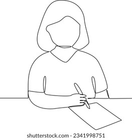 Continuous one line drawing of Freelancer working from home or beach at relaxed pace, convenient workplace concept. Doodle vector illustration.
