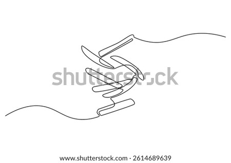 Continuous one line drawing of French fries. Single line drawing illustration of Fat french fries fast food. Junk food concept vector art. Doodle line illustration.