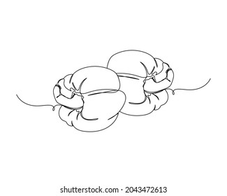 Continuous one line drawing of fresh bell pepper icon in silhouette on a white background. Linear stylized.