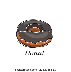 Dibujo continuo de una línea de donut fresco. Concepto del Día Mundial de la Comida. Ilustración gráfica de vector de diseño de línea continua.