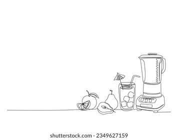 Continuous one line drawing of fresh juice with ice cubes. Orange juice with outline vector. Editable stroke.