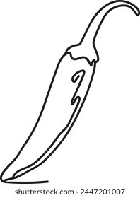 Continuous one line drawing of fresh chilli pepper icon in silhouette on a white background. Linear stylized. Minimalist.