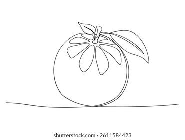 Continuous one line drawing of a fresh orange fruit isolated on white background in minimalist style


