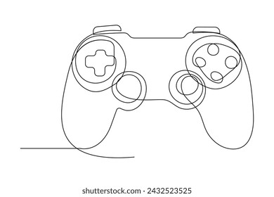 Dibujo continuo de una línea de palo de juego. Controlador de juego Joystick. ilustración vectorial esquemática