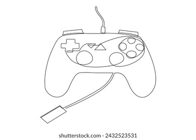 Continuous one line drawing of game stick. Joystick gaming controller. outline vector illustration