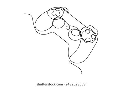 Continuous one line drawing of game stick. Joystick gaming controller. outline vector illustration