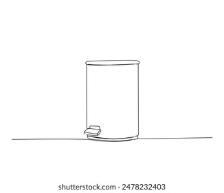 Continuous one line drawing of garbage container or trash box. Waste container or trash can in single outline vector illustration. Editable stroke.