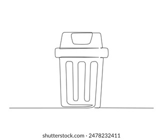 Continuous one line drawing of garbage container or trash box. Waste container or trash can in single outline vector illustration. Editable stroke.