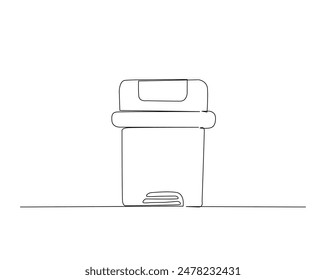 Continuous one line drawing of garbage container or trash box. Waste container or trash can in single outline vector illustration. Editable stroke.