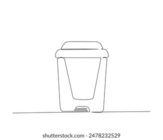 Continuous one line drawing of garbage container or trash box. Waste container or trash can in single outline vector illustration. Editable stroke.