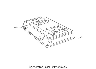 Continuous One Line Drawing Gas Stove. Kitchen Appliances Concept. Single Line Draw Design Vector Graphic Illustration.