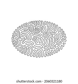 Continuous one line drawing geometric shapes, ellipse icon. Simple line, outline vector 3d figures icons for ui and ux, website or mobile application. Swirl curl style. Single line draw design vector