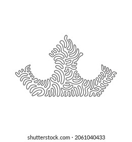 Continuous one line drawing geometric shapes, crown icon. Monarchy authority and royal symbols. Monochrome vintage antique icons. Swirl curl style. Single line draw design vector graphic illustration