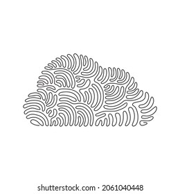 Continuous one line drawing geometric shapes, cloud icon. Simple line, outline vector 3d figures icons for ui and ux, website or mobile application. Swirl curl style. Single line draw design vector