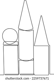 Continuous one line drawing geometric shapes set. Geometric shape concept. Single line draw design vector graphic illustration.