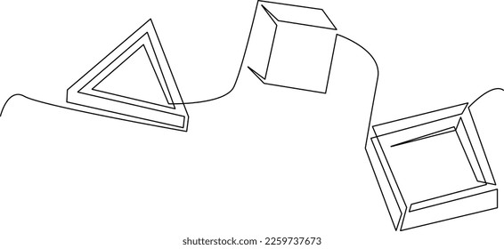 Continuous one line drawing geometric shapes set. Geometric shape concept. Single line draw design vector graphic illustration.