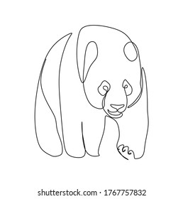 continuous one line drawing of a giant panda walking forward. Vector illustration