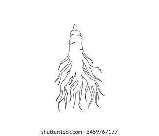 Continuous one line drawing of ginseng root. Ginseng plant single outline vector design. Editable stroke.